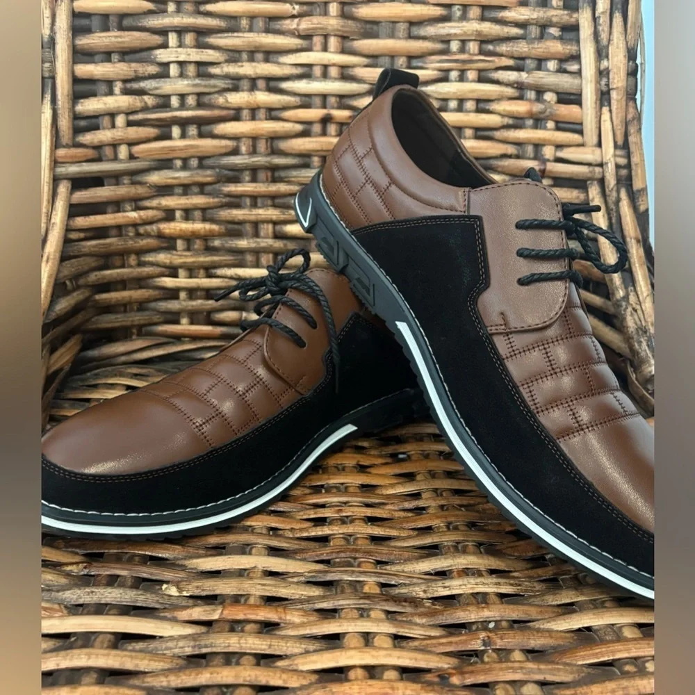 Gatsby Oxford Shoes Men's Size 49 US 14.5 Derby Orthopedic Comfort Brown Black